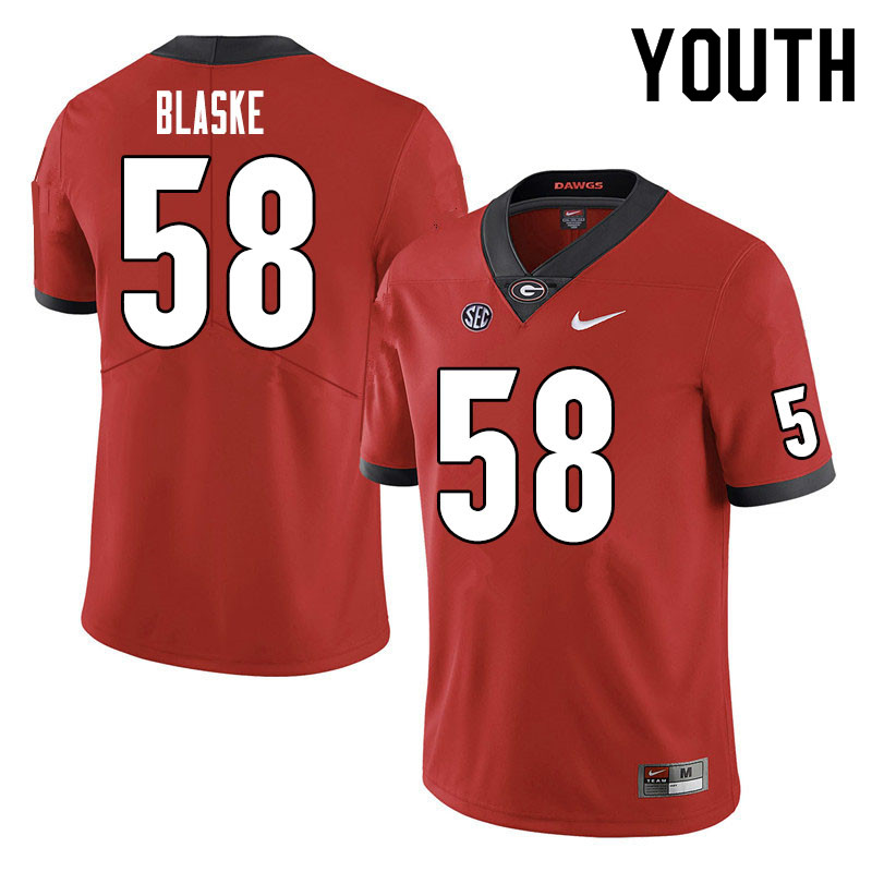Youth #58 Austin Blaske Georgia Bulldogs College Football Jerseys Sale-Red - Click Image to Close